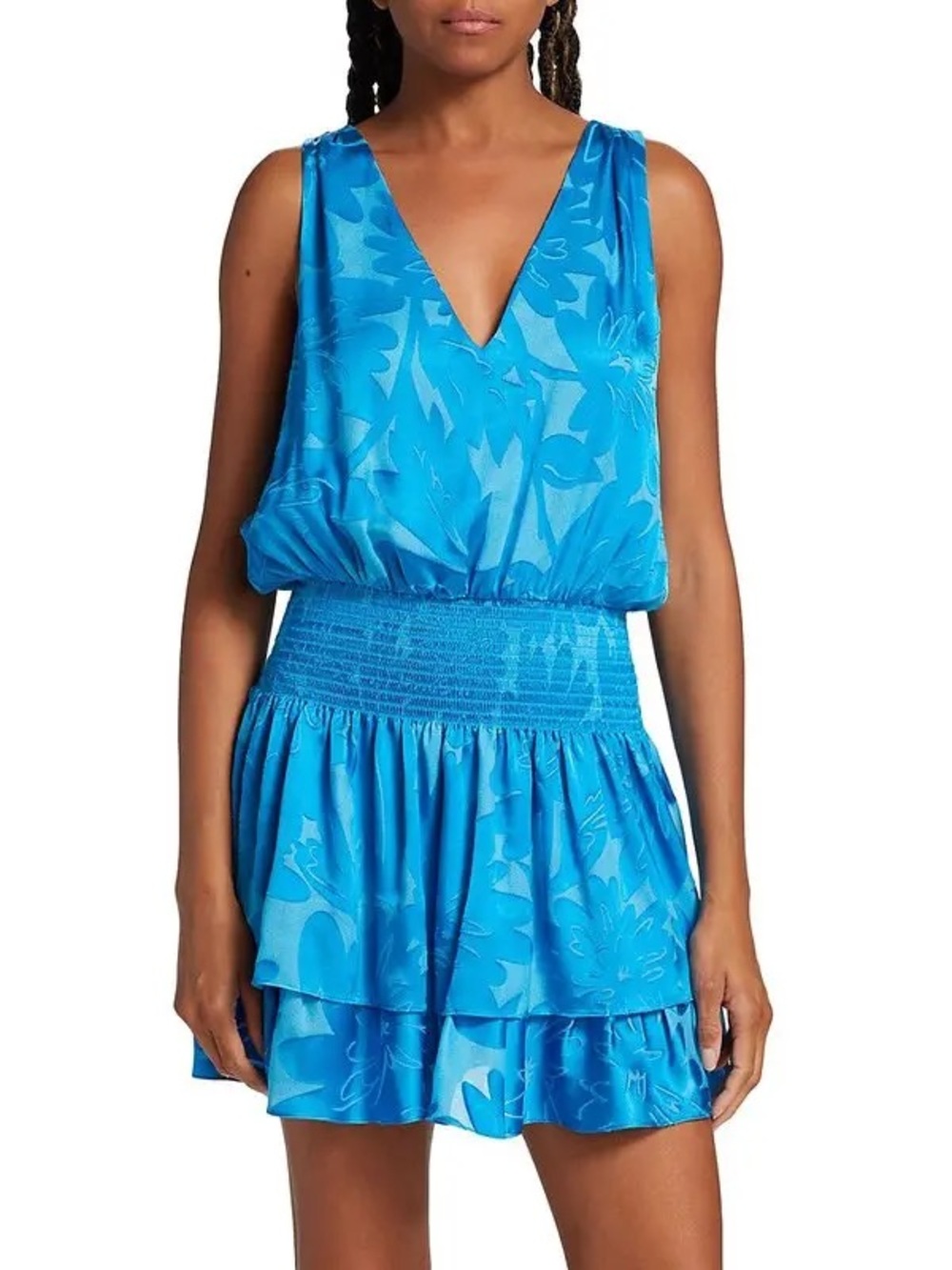Ramy Brook Dawson Floral Printed Mini Dress in Lake Floral Burnout Size M